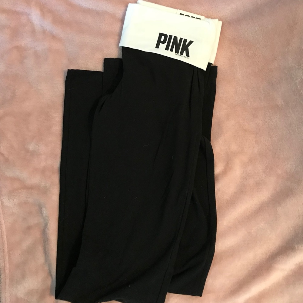 Vs Pink yoga pants boot cut white waist NWT